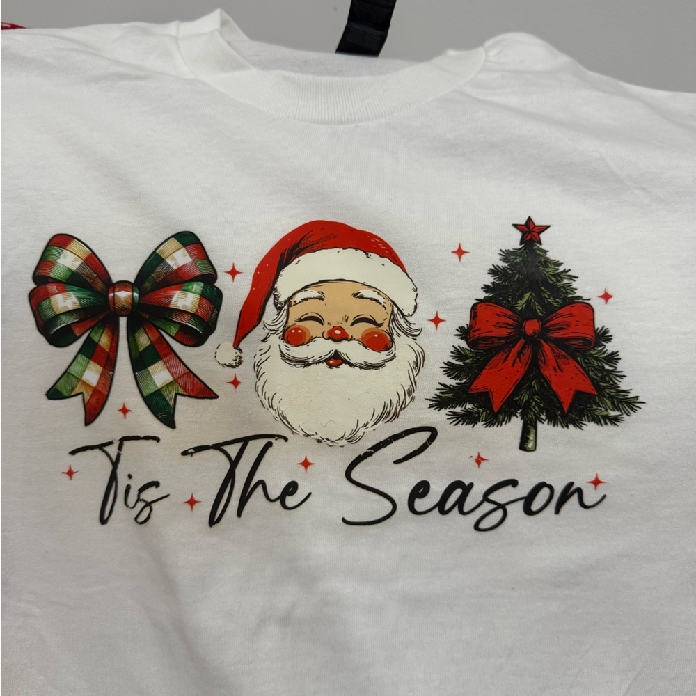 Holiday Womans Tee with Santa and Tree Design